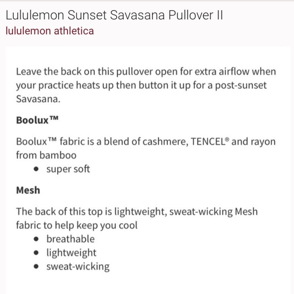 Lululemon Sunset Savasana pullover II sz 8 - Picture 4 of 4